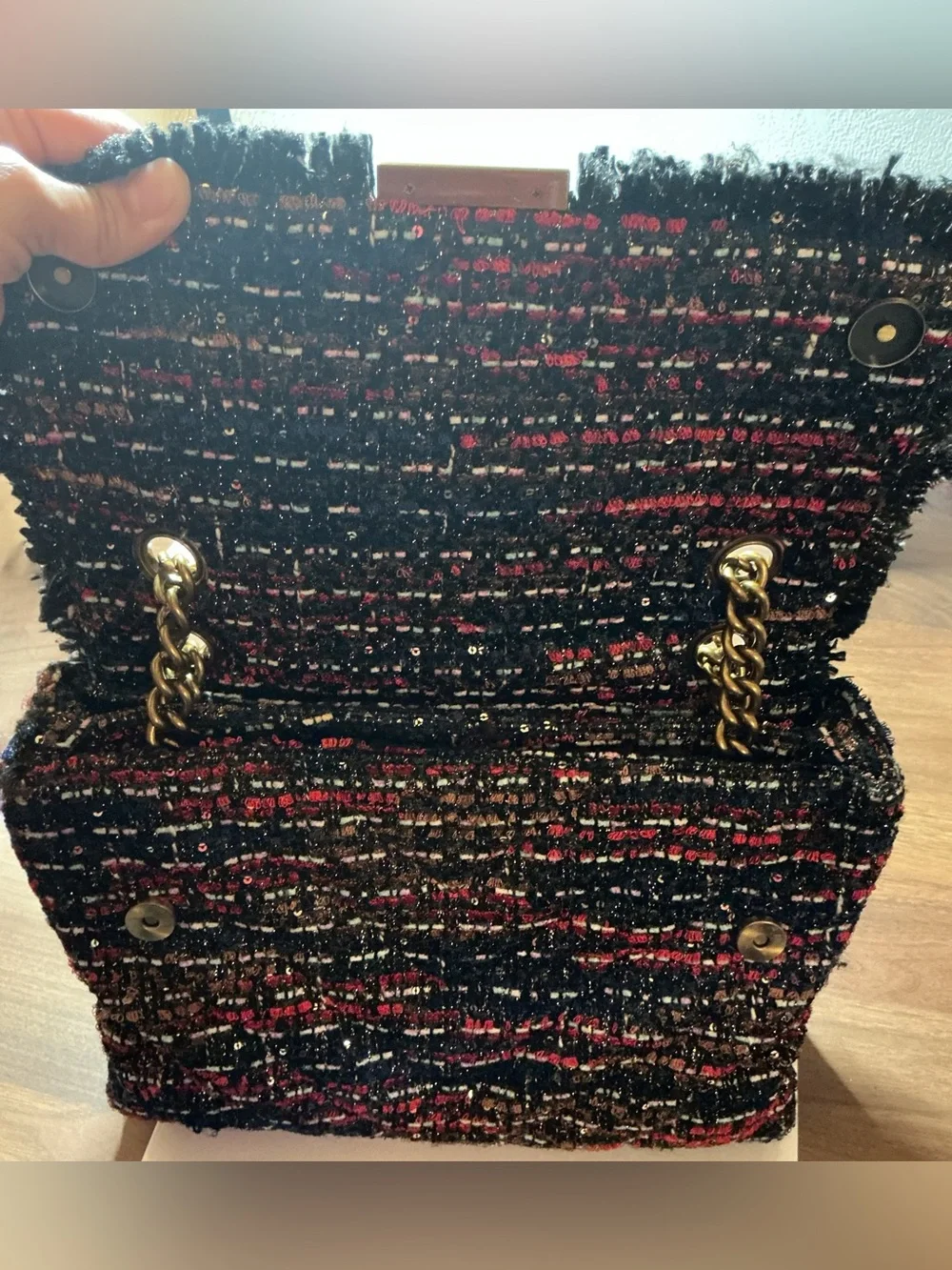 Kurt Geiger London Kensington Tweed Shoulder Bag w/Chain Strap - Multicolor